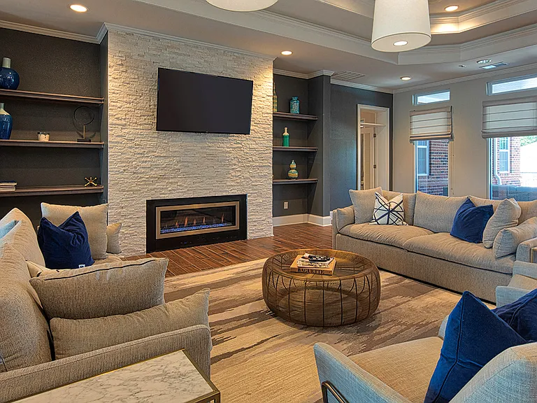 Fireplace, TV seating at the Clubhouse