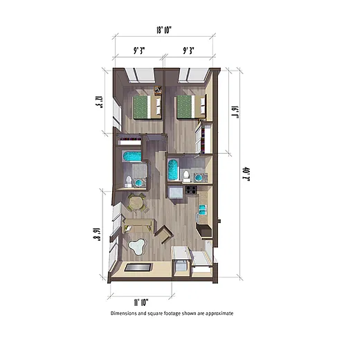 Floor plan 2BR/2BA - B