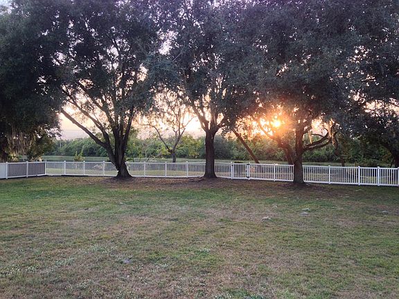Fenced Back Yard with Mature Oak Trees