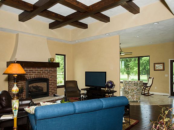 Living room with beams