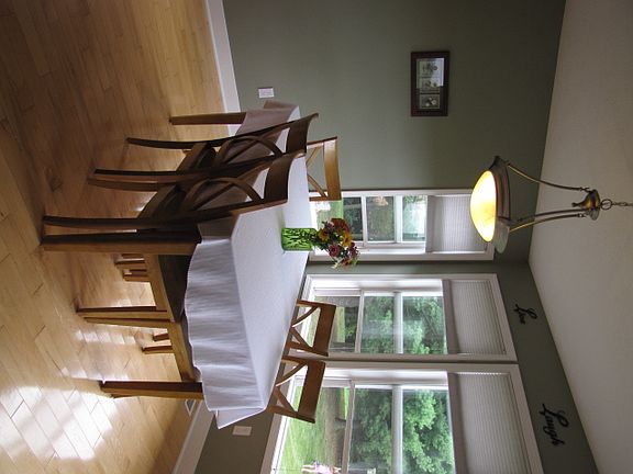Dining area with hardwoods