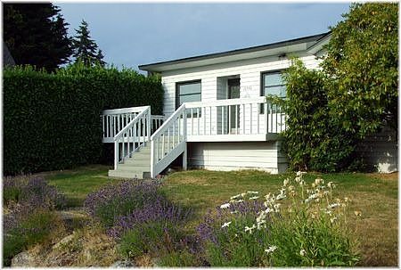 The back yard is fenced.