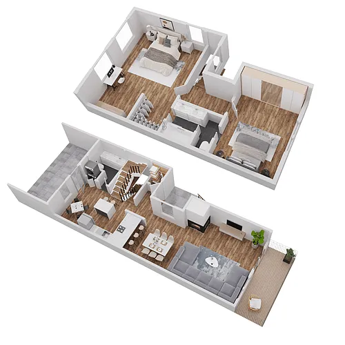 Floor plan 2x2.5 Townhome D1