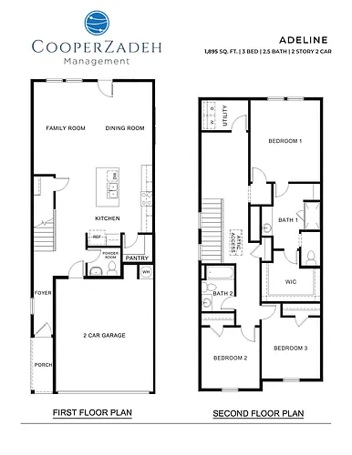 Floor plan 3 Bedrooms and 2.5 bathrooms
