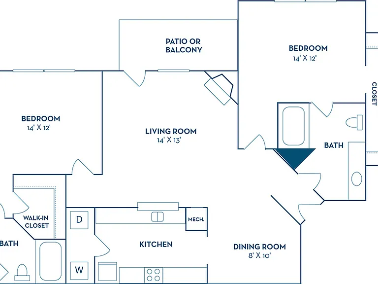 2 Bedroom | 2 Bath | 1244 SF | Renovated 2 Bedroom | 2 Bath | 1244 SF | Renovated
