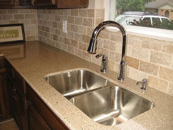 Granite, Stone Backsplash, Undermount Sink