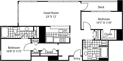 Floor plan 2 Bed 701-2301 SE