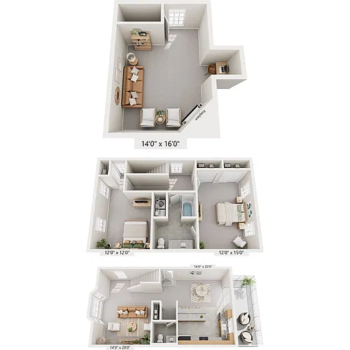 Floor plan The Alder - 2BR with Loft