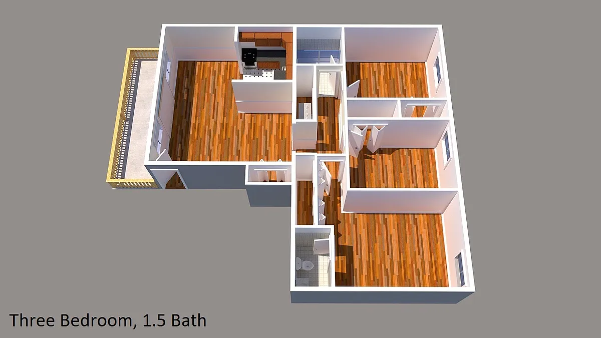 Floor plan 3 Bed 1 and half Bath
