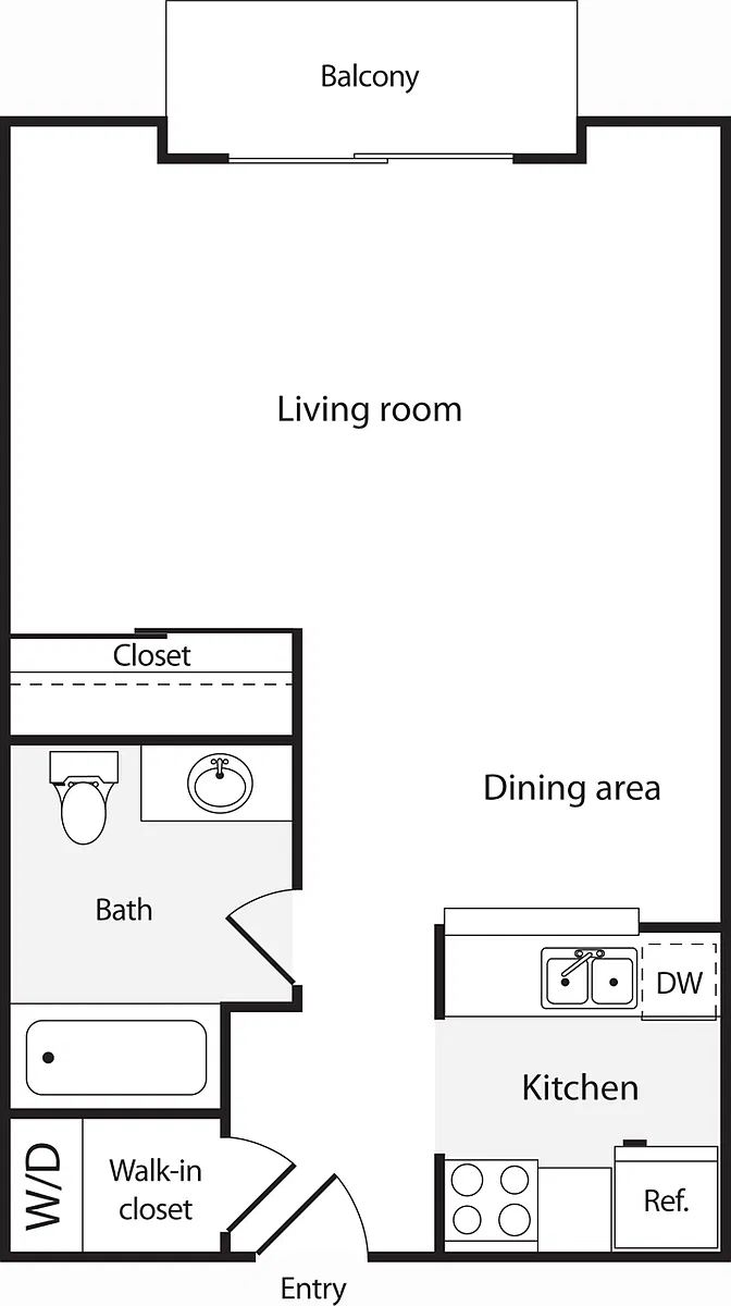 Floor plan Studio B with WD