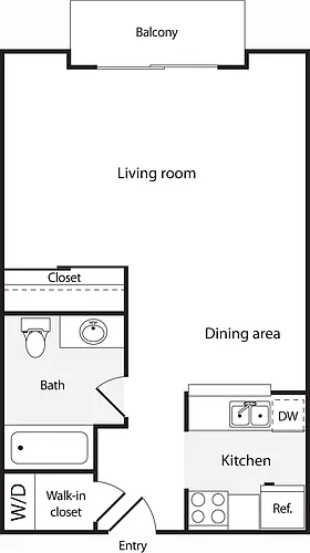 Floor plan Studio B with WD