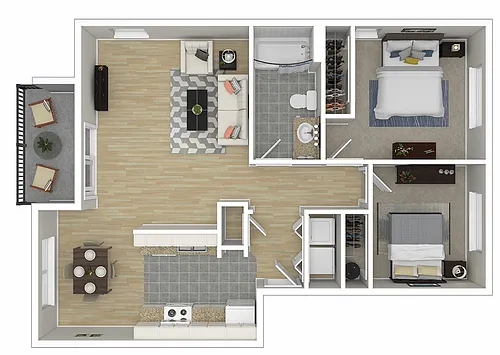 Floor plan 2 Bedroom / 1 Bath