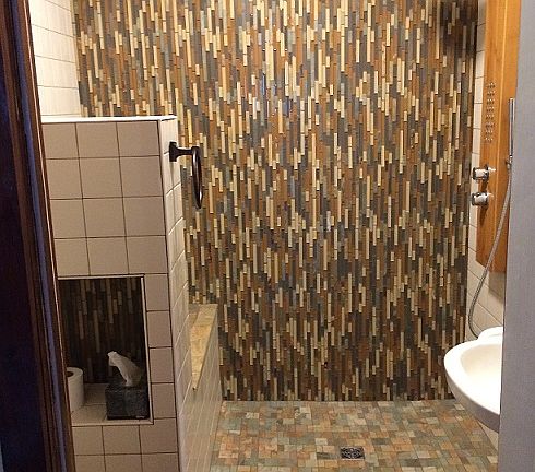 down bath w/ walk in shower