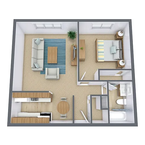 Floor plan One Bedroom 11D