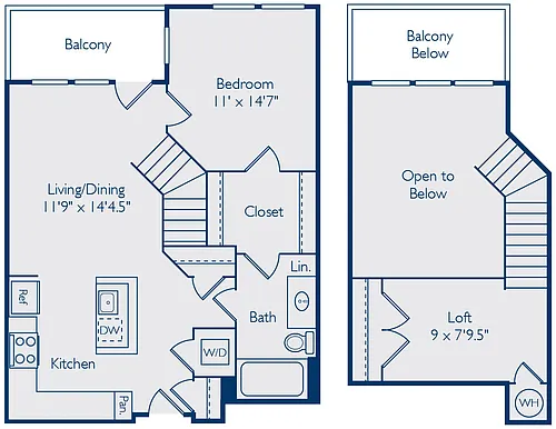 Floor plan 1 Bed 1 Bath A1SL