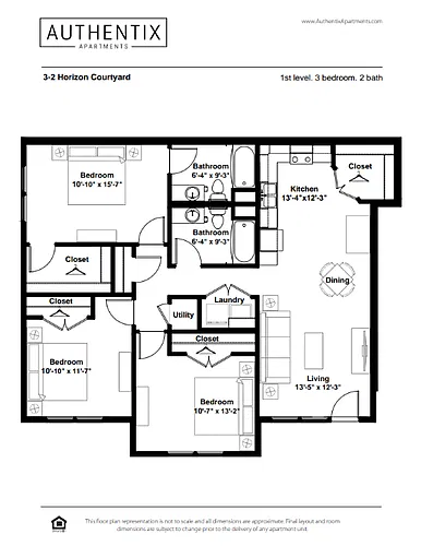 Floor plan 3 Bed 2 Bath Horizon Courtyard
