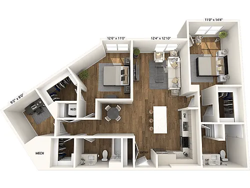 Floor plan B1D-1327sf-FinishIV