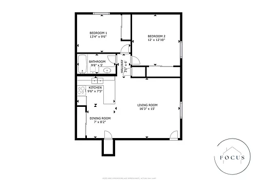 Floor plan 2 Bedroom 1 Bath Silver