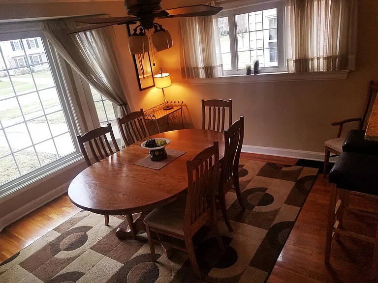 Large Amish dining room table that opens up for 12