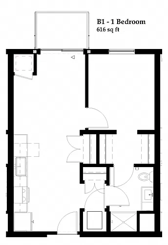 Floor plan B1 -1 Bedroom