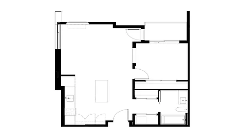 Floor plan One Bedroom One Bath C