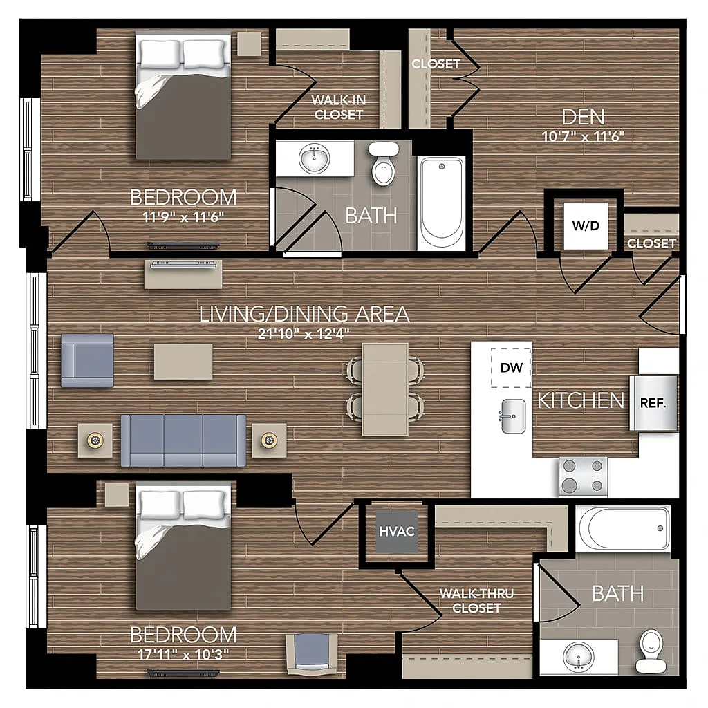 Floor plan B1C Den