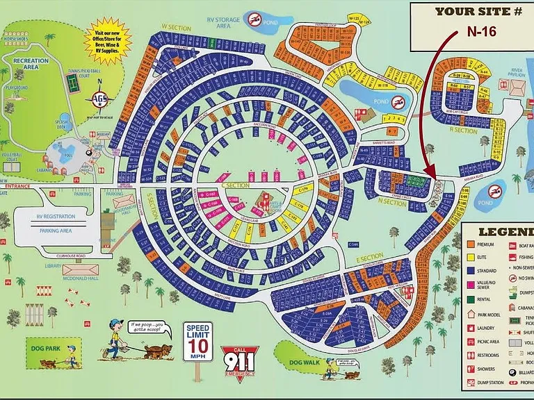 Resort Map (N-16 near the rear of Resort = minimal vehicles)
