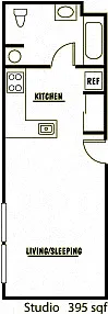Floor plan Studio B - 40% AMI