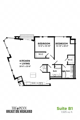 Floor plan 2 Bedroom 2 Bath Furnished