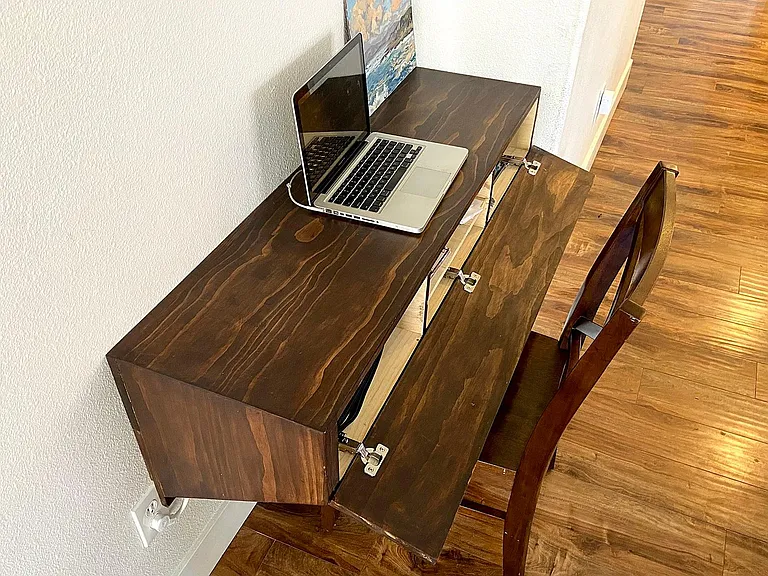 Built-in desk storage