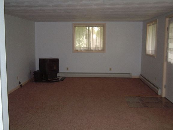 Family room with pellet stove