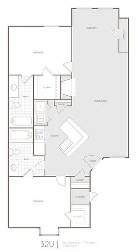 Floor plan Cottonwood Upstairs 2 Bed 2 Bath