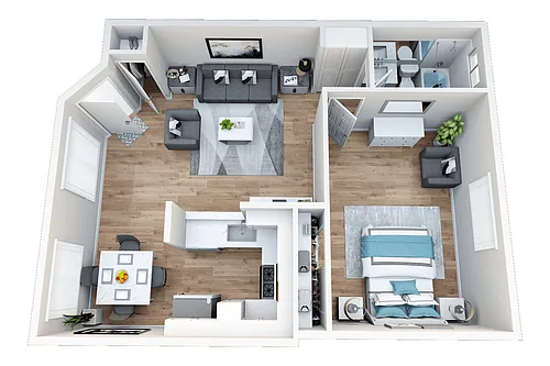 Floor plan 1 Bedroom, 1 Bath