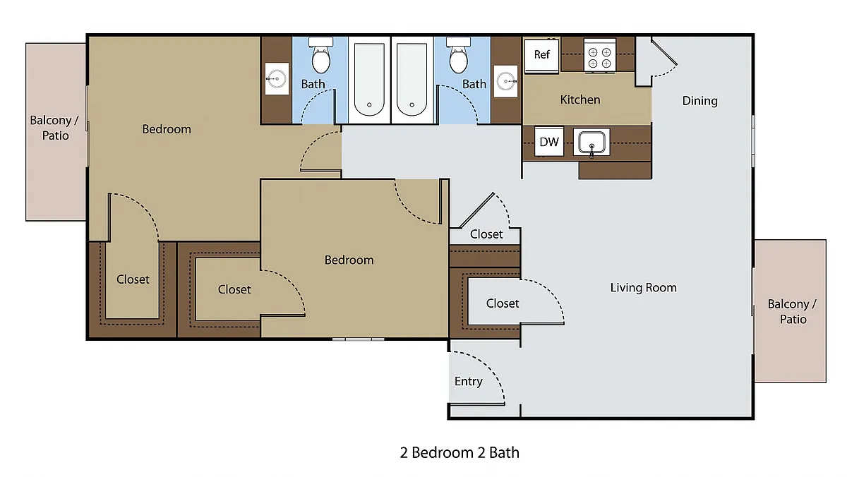 Floor plan 2 BR 2 BA