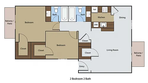 Floor plan 2 BR 2 BA
