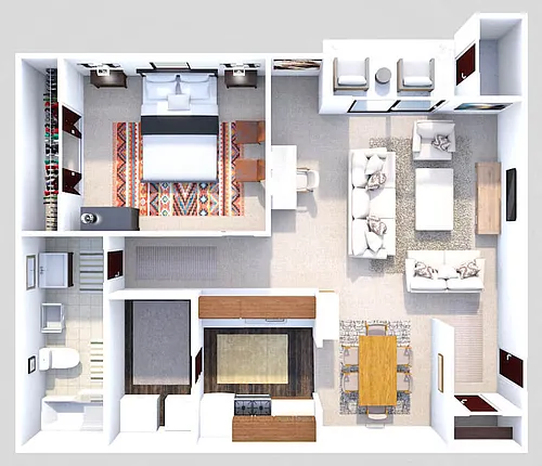 Floor plan Phase I - Luxury 1 Bed 1 Bath