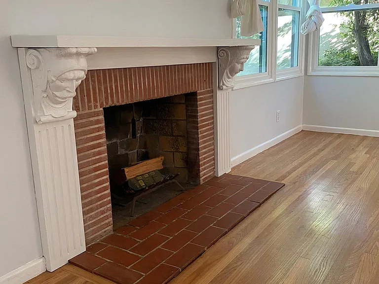 Wood burning fireplace.