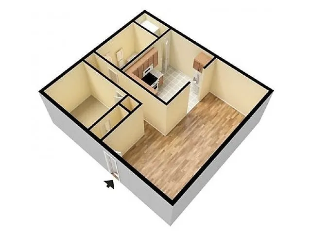 Floor plan 1 bedroom, 1 bathroom