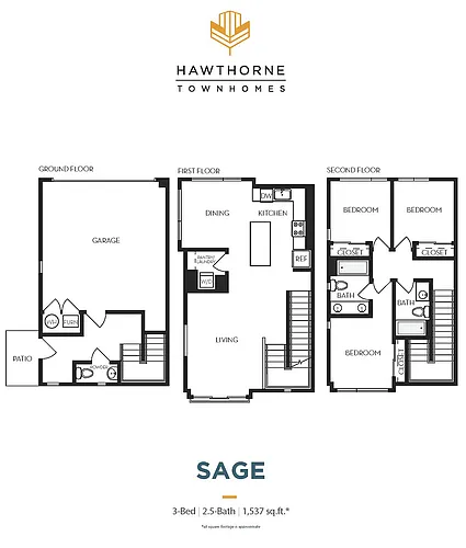 Floor plan 3 Bed, 2 Bath - Apt B