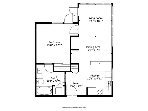 Floor plan 1 Bed 1 Bath F