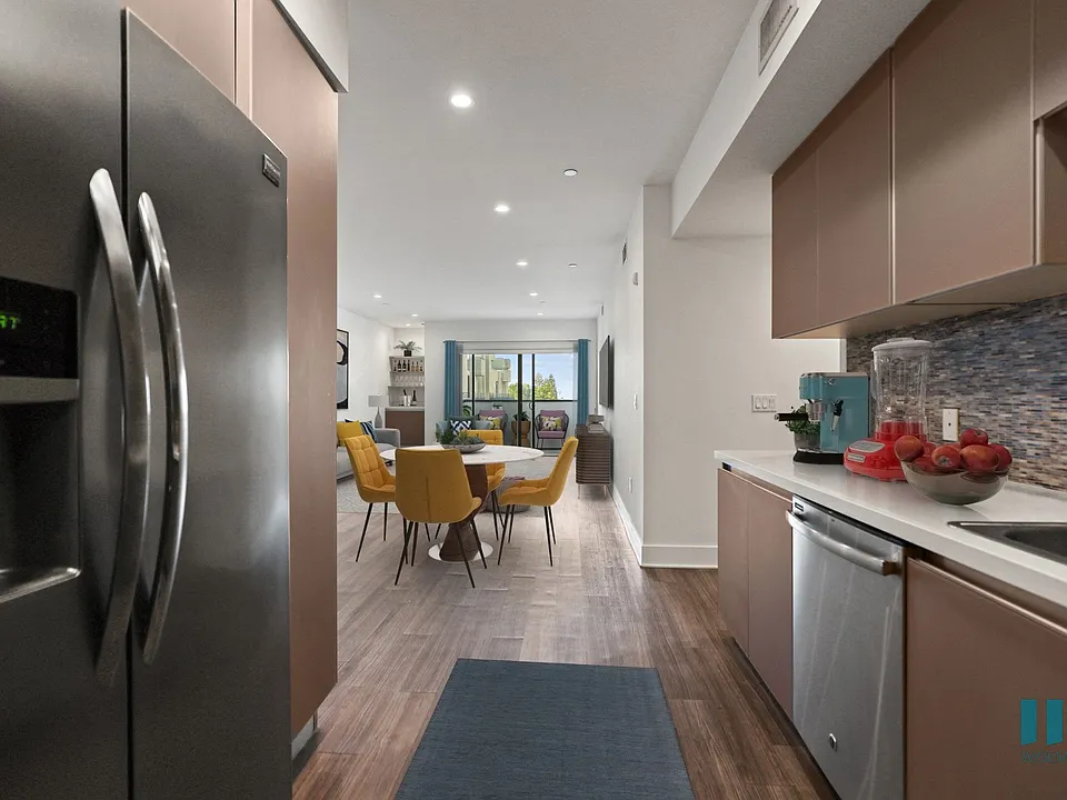 Kitchen, Dining, and Living Room with Patio