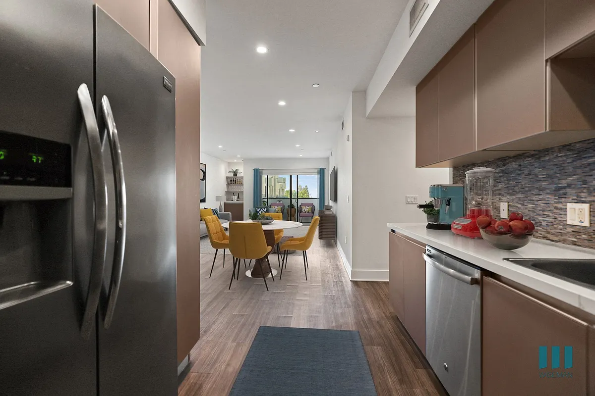 Kitchen, Dining, and Living Room with Patio - Fox Hills Dr by Wiseman
