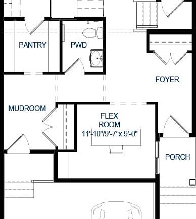 A blackline drawing of the Amery 24 model by Brookfield Residential