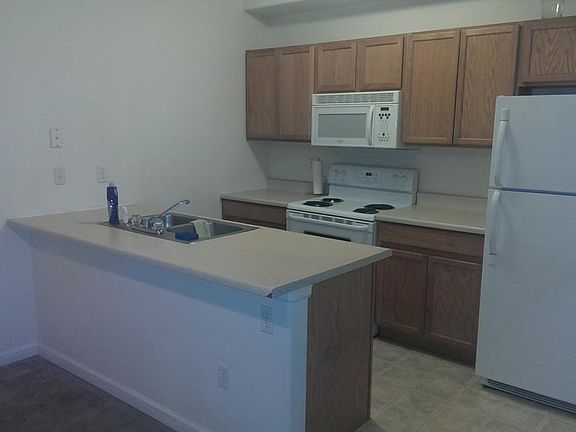 Bright kitchen with built in dishwasher and microwave