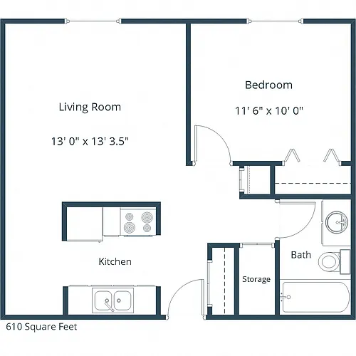 Floor plan One Bedroom 11A