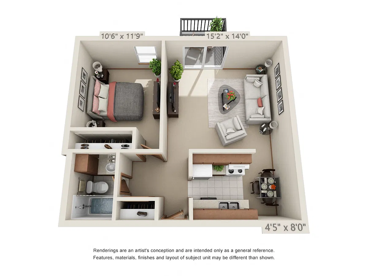 Floor plan 1 Bedroom 1 Bathroom
