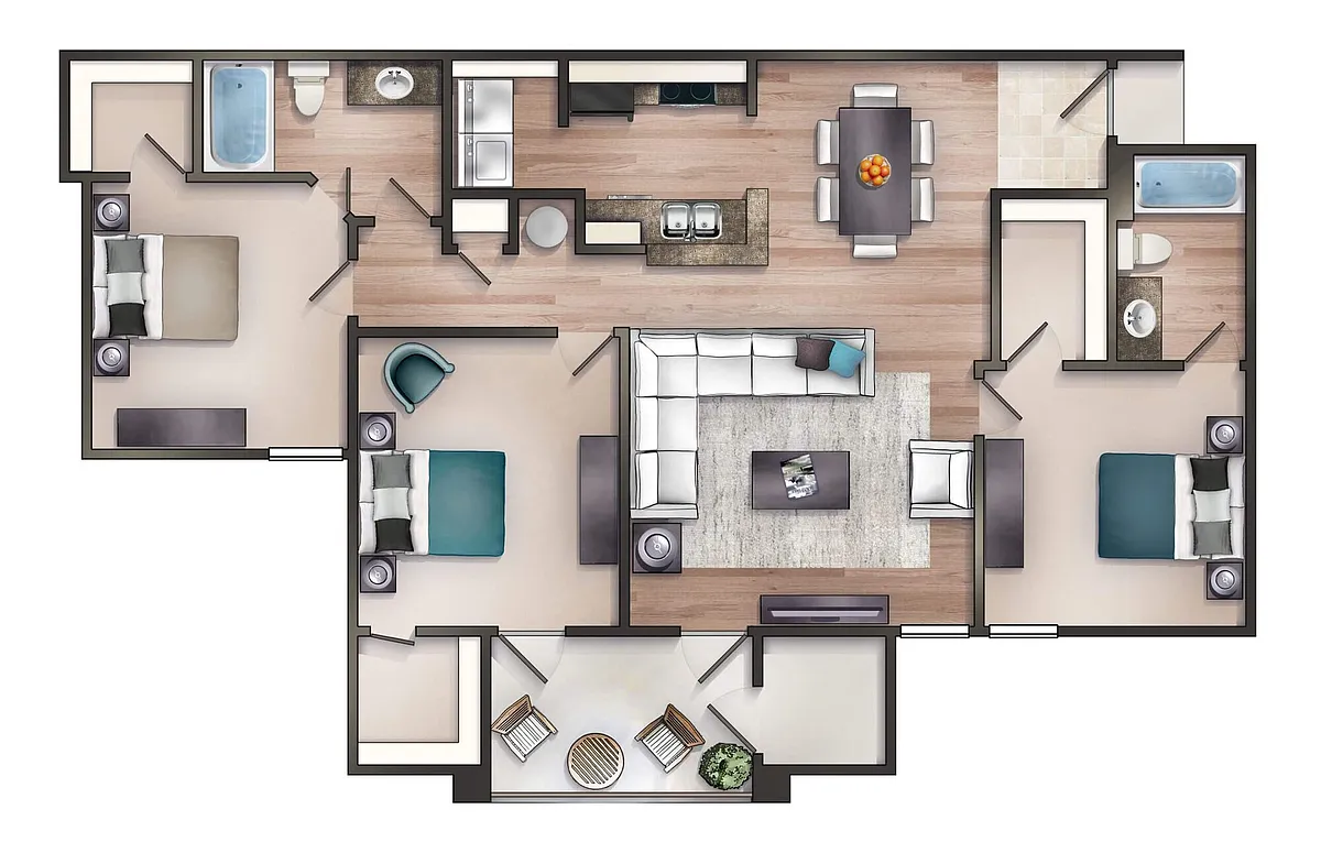 Floor plan The Oak 3 Bedroom