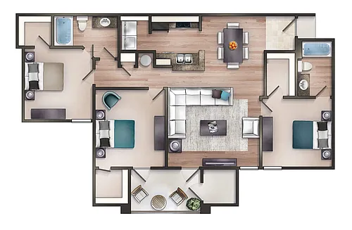 Floor plan The Oak 3 Bedroom