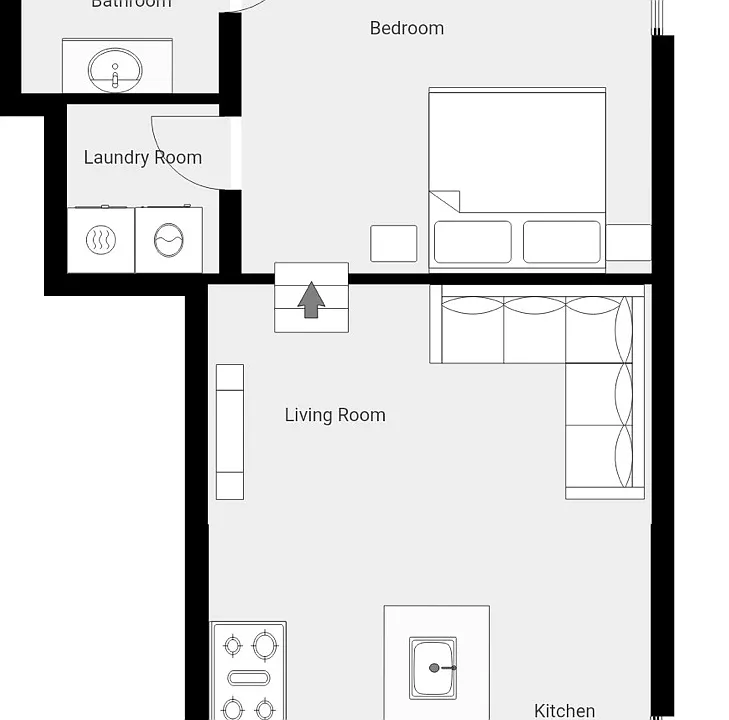 Floor plan with washer/dryer provided