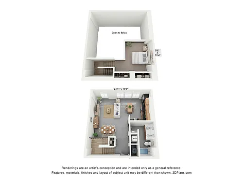 Floor plan 1x1 Townhouse B
